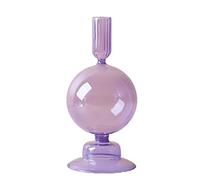 BestAlice Portacandele in Vetro Portacandele Conici in Vetro Colorato Candeliere Portacandele in Vetro Ondulato Candelieri in Vetro Eleganti Vasi in Vetro per Centrotavola per Feste a Casa(Viola H)