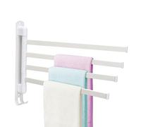 BestAlice Portasciugamani girevole per bagno, in acciaio inox a 4 bracci, porta asciugamani salvaspazio da parete con gancio, rotazione di 180 gradi per bagno, cucina (bianco)
