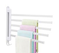 BestAlice Portasciugamani girevole per bagno, in acciaio inox a 5 bracci, porta asciugamani da parete salvaspazio con gancio, rotazione di 180 gradi per bagno, cucina (bianco)