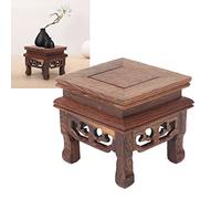 BestAlice Riser in Legno, Espositore in Legno da 4x4 Pollici, Piedistallo in Legno per Bonsai, Base per Teiera Quadrata Piccola, Piedistallo in Legno Stile Retrò per Gioielli in Teiera Vegetale