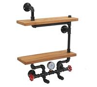 BestAlice Scaffale per Tubi Industriali, Staffa per Mensola per Tubi Industriali a 2 Livelli, Mensola Galleggiante a Parete retrò, Espositore per Stoccaggio Fai da Te Set di Scaffali Galleggianti per