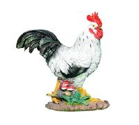 BestAlice Scultura da Giardino Realistica con Gallo, Statue di Pollo in Resina Uniche per L'Arredamento del Giardino, Statua di Gallina di Simulazione per Il Tuo Giardino, Prato o Patio(Gallo bianco)