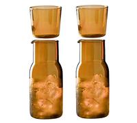 BestAlice Set di 2 caraffe da comodino e bicchieri, 500 ml, stile vintage, in vetro trasparente, per camera da letto