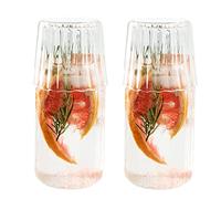 BestAlice Set di 2 caraffe da comodino e bicchieri, da 600 ml, stile vintage, con bicchiere, bicchiere per succo d'acqua in vetro trasparente