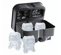 BestAlice Stampo per cubetti di ghiaccio 3D Bulldog, forme divertenti, 4 stampi per cubetti di ghiaccio a forma di bulldog, 5,4 pollici grande carlino e whisky cubetti di ghiaccio con imbuto (4
