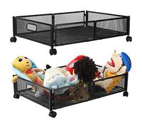 BestAlice Stoccaggio sotto letto con ruote e maniglie - contenitore organizer in metallo nero (2 pezzi)