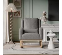 BestAlice Teddy Velvet - Sedia a dondolo, con cuscino lombare e base in legno, con tasche laterali, per soggiorno, camera da letto, balcone, grigio