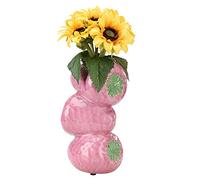 BestAlice Vaso a fragole per fiori, grazioso vaso decorativo in ceramica a forma di fragola, decorazione creativa per la casa e l'ufficio (rosa)