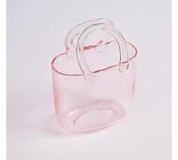 BestAlice Vaso da borsetta per fiori, vaso in vetro con ciotola per pesci, vaso di fiori unico per borsa, decorativo, vaso in vetro trasparente con manici a forma di borsa per la decorazione