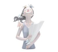 BestAlice Vaso per Fiori Con Farfalla, Corpo Squisito e Statua Bouquet Unico - Moderno Vaso a Forma di Viso in Resina per Decorazione Domestica, Grigio