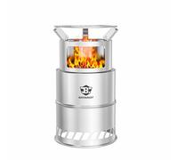 Bestargot Hobo - Fornello a gas per legno, per esterni, 20 cm, extra grande, in acciaio inox con custodia, portatile da campeggio e da esterni, efficiente forno a legna per campeggio Bushcraf