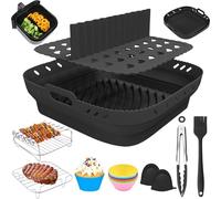 Bestash Accessori per Friggitrice ad Aria,Teglie per Friggitrice ad Aria,Riutilizzabile Friggitrice ad Aria Accessori per Cosori, Philips, Cecotec 4.7-6.4L（Anta Singola Nero）
