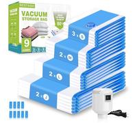 Bestash Sacchetti Sottovuoto 9 Pezzi Buste da Viaggio Addensato, per Coperte, Piumino, Cuscini, Trapunte, Viaggi, Traslochi