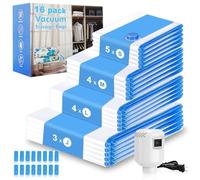 Bestash Sacchetti Sottovuoto Vestiti,16 Pezzi Buste Sottovuoto Vestiti da Viaggio,Addensato Sacchi Sottovuoto Vestiti/Piumoni con Pompa, per Coperte, Piumino, Cuscini, Trapunte, Viaggi, Traslochi