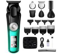 BESTBOMG Tagliacapelli Uomo Professionale, 6 in 1 Macchinetta per Capelli con Display LED, Impermeabile IPX6 Tagliacapelli per il Corpo, Tagliabarba Ricaricabile Senza Fili per Naso e Orecchie