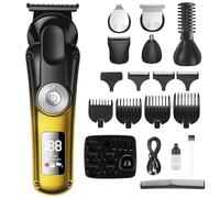 BESTBOMG Tagliacapelli Uomo Professionale, 6 in 1 Macchinetta per Capelli con Display LED, Impermeabile IPX6 Tagliacapelli per il Corpo, Tagliabarba Ricaricabile Senza Fili per Naso e Orecchie