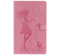Bestcatgift Fire HD 10 PU Leather Wallet Custodias,[Embossed Women And Cats][Touch Pen Cover] Fire HD 10.1 inch Flip Cover Wallet Custodia per Amazon Fire HD 10 (7th Generation,2017 Release) - Pink