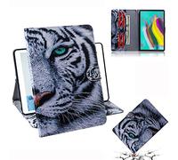 Bestcatgift Galaxy Tab S5e Flip Wallet Custodia, [Painting Series][Cards Slots] PU Leather Folio Wallet Cover per Samsung Tab S5e 10.5 inch 2019/T720/T725 - White Tiger