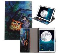 Bestcatgift iPad 6 PU Leather Tablet Wallet Custodia, [Colorful Painting Series] Kickstand Folio Cover per iPad Air 2 - Owl