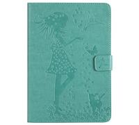 Bestcatgift iPad Mini PU Leather Wallet Custodias,[Embossed Women And Cats][Wake/Sleep Function][Touch Pen Cover] iPad Mini Smart Cover Wallet Custodia per iPad Mini 1 2 3 - Green