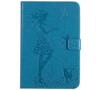 Bestcatgift iPad Mini PU Leather Wallet Custodias,[Embossed Women And Cats][Wake/Sleep Function][Touch Pen Cover] iPad Mini Smart Cover Wallet Custodia per iPad Mini 4 - Blue