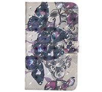 Bestcatgift PU Leather Wallet Custodia per Galaxy Tab A 7.0, [3D Relief Pattern][Wake/Sleep Function][Touch Pen Cover] Smart Flip Cover per Galaxy Tab A 7.0 inch SM-T280 SM-T285 - Black Butterfly