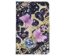 Bestcatgift PU Leather Wallet Custodia per Galaxy Tab A 8.0, [3D Relief Pattern][Touch Pen Cover] Flip Cover Wallet Custodia per Galaxy Tab A 8.0 inch SM-T387 2018 - Pink Butterfly