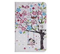 Bestcatgift PU Leather Wallet Custodia per Galaxy Tab A 8.0, [3D Relief Pattern][Touch Pen Cover] Flip Cover Wallet Custodia per Galaxy Tab A 8.0 inch SM-T387 2018 - Girl Under The Tree