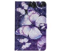 Bestcatgift PU Leather Wallet Custodia per Galaxy Tab A 8.0, [3D Relief Pattern][Touch Pen Cover] Flip Cover Wallet Custodia per Galaxy Tab A 8.0 inch SM-T387 2018 - Purple Butterfly