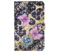 Bestcatgift PU Leather Wallet Custodia per Galaxy Tab A 8.0, [3D Relief Pattern][Touch Pen Cover] Smart Flip Cover per Galaxy Tab A 8.0 inch SM-T385 SM-T380 2017 - Pink Butterfly