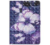 Bestcatgift PU Leather Wallet Custodia per iPad 2018, [3D Relief Pattern][Wake/Sleep Function][Touch Pen Cover] Smart Cover Wallet Custodia per iPad 2018/iPad 2017 - Purple Butterfly