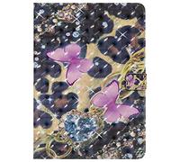 Bestcatgift PU Leather Wallet Custodia per iPad 2018, [3D Relief Pattern][Wake/Sleep Function][Touch Pen Cover] Smart Cover Wallet Custodia per iPad 2018/iPad 2017 - Pink Butterfly