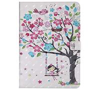 Bestcatgift PU Leather Wallet Custodia per iPad 2018, [3D Relief Pattern][Wake/Sleep Function][Touch Pen Cover] Smart Cover Wallet Custodia per iPad 2018/iPad 2017 - Girl Under The Tree