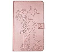 Bestcatgift Tab A 10.1 PU Leather Wallet Custodias,[Embossed Women And Cats][Wake/Sleep Function][Touch Pen Cover] Smart Flip Cover per Samsung Galaxy Tab A 10.1 inch SM-T580 SM-T585 - Rose Gold