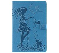 Bestcatgift Tab A 10.5 2018 PU Leather Wallet Custodias,[Embossed Women And Cats][Touch Pen Cover] Flip Cover Wallet Custodia per Samsung Galaxy Tab A 10.5 inch SM-T830/SM-T835/Tab S4 2018 - Blue