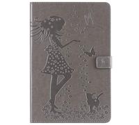Bestcatgift Tab A 10.5 2018 PU Leather Wallet Custodias,[Embossed Women And Cats][Touch Pen Cover] Flip Cover Wallet Custodia per Samsung Galaxy Tab A 10.5 inch SM-T830/SM-T835/Tab S4 2018 - Gray