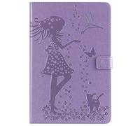 Bestcatgift Tab A 10.5 2018 PU Leather Wallet Custodias,[Embossed Women And Cats][Touch Pen Cover] Flip Cover Wallet Custodia per Samsung Galaxy Tab A 10.5 inch SM-T830/SM-T835/Tab S4 2018 - Purple