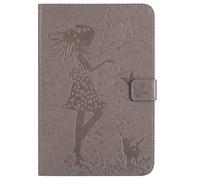 Bestcatgift Tab A 8.0 2015 PU Leather Wallet Custodias,[Embossed Women And Cats][Wake/Sleep Function][Touch Pen Cover] Smart Flip Cover per Samsung Galaxy Tab A 8.0 inch SM-T350 SM-T355 2015 - Gray