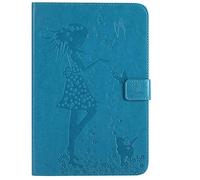 Bestcatgift Tab A 8.0 2015 PU Leather Wallet Custodias,[Embossed Women And Cats][Wake/Sleep Function][Touch Pen Cover] Smart Flip Cover per Samsung Galaxy Tab A 8.0 inch SM-T350 SM-T355 2015 - Blue