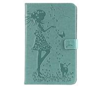 Bestcatgift Tab A 8.0 2018 PU Leather Wallet Custodias,[Embossed Women And Cats][Touch Pen Cover] Tab A 8.0" Flip Cover Wallet Custodia per Samsung Galaxy Tab A 8.0 inch SM-T387 2018 - Green