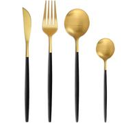 Bestdin Set di posate per 6 persone, 24 pezzi, nero e oro, opaco, set di posate con coltello, forchetta, cucchiaio, lavabile in lavastoviglie, set di posate in acciaio inox di alta qualità