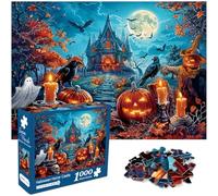 Bestdon Puzzle da 1000 pezzi per adulti, puzzle horror di Halloween, zucche, puzzle spaventosi, scheletro spaventoso, festa in casa infestata, lanterne di zucca, perfette