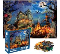 Bestdon Puzzle per Halloween, 1000 pezzi, per adulti, puzzle horror, scheletro spaventoso, zucche, lanterne di zucca, spirito e strega come decorazione per feste di Halloween