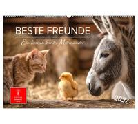Beste Freunde - ein tierisch buntes Miteinander (Wandkalender 2027 DIN A2 quer), CALVENDO Monatskalender: So verschieden - so verbunden. Freunde fürs Herz.