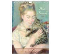 Beste Freunde Hund - Katze - Vogel - Mensch Kunstkalender (Wandkalender 2026 DIN A4 hoch), CALVENDO Monatskalender: Porträts mit Haustieren. Renoir - Goya - Morisot - Manet.