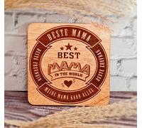 Beste Mama Design - Sottobicchieri in legno - Coperchio per birra - Ottimo regalo per la festa della mamma - Natale - compleanno - pensierino