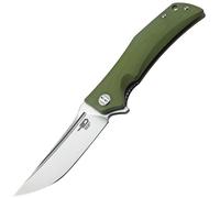 Bestech SCIMITAR D2, stone wash+satin, Verde Militare G10 BG05B-1