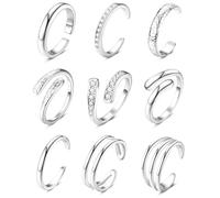 Besteel Anelli per dita dei piedi da donna, in oro 14 carati, semplici, da abbracciare, con tripla fascia aperta, alla moda, placcati in argento, regolabili, per l'estate e la spiaggia, gioielli per