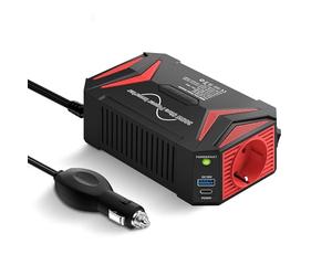 BESTEK Inverter Auto Onda Pura 300W, Trasformatore Inverter 12V a 220V con PD30W e QC18W, 2 USB, Multi Protezioni e Soft Start, Ideale per Auto/Camper, Alimentazione da Accendisigari