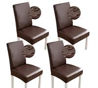 Bestenrose Coprisedie della sedia 6pezzi/4pezzi PU Cuoio Della Sedia Da Pranzo Copertura Elastica Sedia Copertura Hotel Sala riunioni Impermeabile Chair Covers(4 pezzi, caffè)